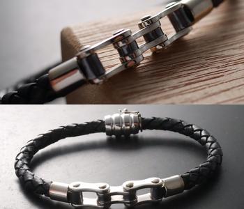 Bracelet Chain link Leather band